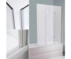 Mucola - 140x130CM Glas Badewannenaufsatz Badewannen Duschabtrennung Badewannenfaltwand