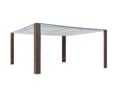 YOUTHUP Pavillon mit Dach Poly Rattan 400×400×200 cm Braun und Creme