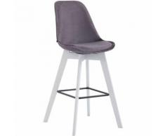 Barhocker Metz Samt-dunkelgrau-Weiß