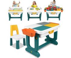Kindertisch mit Stühle Aktivitätstisch Spieltisch Kindersitzgruppe Bausteintisch Multifunktionaler