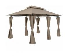 Pavillon Gartenzelt Gartenpavillon Topas 3x4m Seitenteile Metall Wasserabweisend taupe