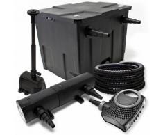 Filter Set aus Bio Teichfilter 12000l, UVC Teichklärer mit 24W, 80W Pumpe und Springbrunnenpumpe