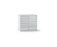 QUIPO Schubladenschrank, Stahl - HxBxT 900 x 1000 x 500 mm, 14 Schubladen,