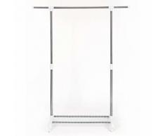 Kleiderständer mit Rollen, Stabiler Kleiderstangen mit Schuhregal, Höhenverstellbar 95-169cm,