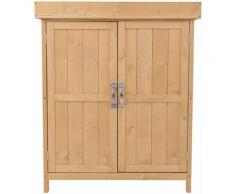 Outsunny Gartenschrank Geräteschrank Geräteschuppen 2 Fächer Tannenholz Natur 74 x 43 x 88cm
