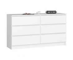 Kommode K-140 mit 6 (2 x 3) Schubladen | für das Wohnzimmer Schlafzimmer Schrank Büro Arbeitszimmer