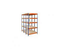 Certeo - Mega Deal | 3x Kellerregal | HxBxT 220 x 90 x 45 cm | Traglast 875 kg | - Blau-Orange