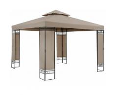 Pavillon Gartenzelt Gartenpavillon Lorca 3x3m Metall Wasserabweisend Luxus taupe