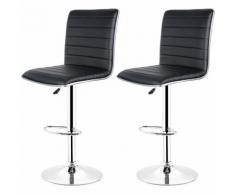 2er-Set Barhocker aus Kunstleder höhenverstellbar Schwarz