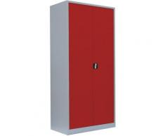 Lllmann - Stahl-Aktenschrank Metallschrank abschließbar Büroschrank Stahlschrank Lichtgrau/Rot 1950