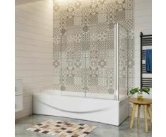 100X70cm Faltwand Dusche Badewannenaufsatz Duschabtrennung Duschwand Glaswand 6mm Nano Glas mit