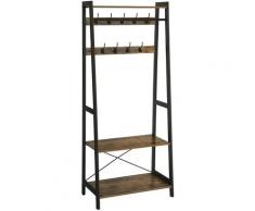 Songmics - Vintage Garderobenständer, Garderobe, Kleiderständer mit 2 Regalebenen in Holzoptik, 9