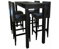 Barset Bartisch mit 4 Barhockern Schwarz