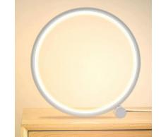 LED-Nachttischlampe, dimmbare Touch-Tischlampe, 3 Farben, 10 Helligkeit, modernes kreisförmiges