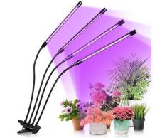 wolketon LED Pflanzenlampe 40W Dimmbar Pflanzenlicht mit Zeitschaltuhr, Pflanzenleuchte mit Rot