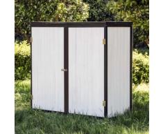 Gartenschrank Holz Weiß Anthrazit 2 Türen 136x58x127cm Werkzeugschrank Garten