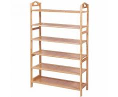 Schuhregal Schrank Holzregale Bambus Regal Bücherregal für 20 Paar Schuhe/Stiefel 6 Etagen für
