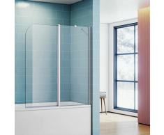 Badewannenaufsatz Dusche Glas Duschwand 120(B)x140(H)cm Duschabtrennung 2-teilig Faltbar 180°