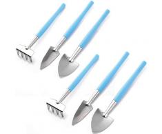 Tinor - Mini Gartenwerkzeugen, 6 Stücke Mini Gartengeräte Set, Handheld Schaufel Spaten Rechen