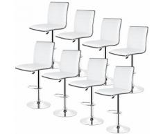 8er-Set Barhocker aus Kunstleder höhenverstellbar Weiß