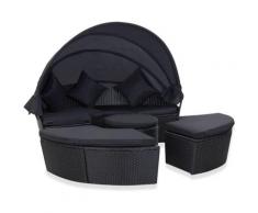 Outdoor-Sonneninsel mit Sonnendach Poly Rattan Schwarz VD48747 - Hommoo