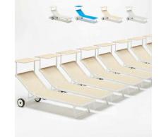 20 Sonnenliegen Strandliege aus Aluminium mit Rollen für Garten Swimmingpool Alabama | Beige