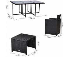 Outsunny® Polyrattan Gartenmöbel 27 tlg. 6 Stühle 4 Hocker mit Kissen