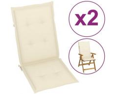 Gartenstuhl Auflage Hochlehner 2 Stk. Creme 120 x 50 x 3 cm