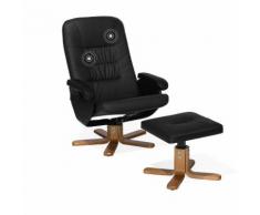 Massagesessel schwarz Kunstleder Heizfunktion mit Fußhocker RELAXPRO