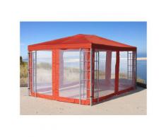 Rank Pavillon Set 3x4m Metall Garten Partyzelt Terra / Rotorange RAL 2001 mit 4 Seitenteilen