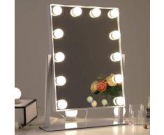 Schminkspiegel mit 12 LED Beleuchtung Hollywood Spiegel Stehspiegel für Badzimmer Schminktisch