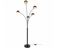 große Five Fingers Bogenlampe, Top Quality, mattschwarz & Kupfer, 225cm hoch