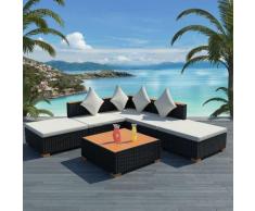 Asupermall - 6-Tlg. Garten-Lounge-Set Mit Auflagen Poly Rattan Schwarz