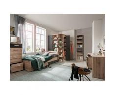 Jugendzimmer Cariba in Eiche San Remo Graphit 8 teiliges Komplett Set Eckschrank begehbar 90x200