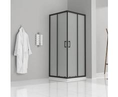 Duschkabine mit Schiebetüren Eckdusche mit Rollensystem aus satiniertem ESG Glas 190cm Hoch mit