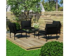 5-Tlg. Garten-Lounge-Set Mit Auflagen Schwarz Pvc