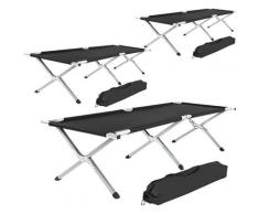 3 Feldbetten aus Aluminium - Gästebett, Klappbett, Campingbett - schwarz