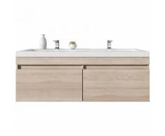 Badezimmer Badmöbel Set Avellino 120cm eiche hell - Unterschrank Schrank Waschbecken Waschtisch