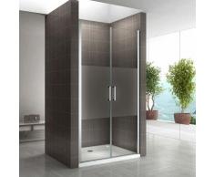 Duschtür 68-140 cm, Duschabtrennung aus 6 mm teilsatiniertem ESG Sicherheitsglas mit