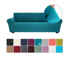 Sofabezug aus Polarfleece - 4-Sitzer-Sofa-Pfauenblau