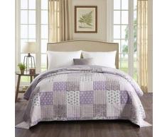 Tagesdecke Patchwork - unterfüttert und gesteppt Lila+Weiß 220 x 240 cm 'BD10m03'
