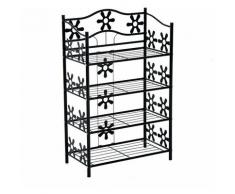 Pflanzenregal Blumenregal Pflanzentreppe Standregal Ständer 4 Etagen Metall Schwarz 59,5 x 30 x 92
