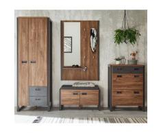 Lomadox - Flur-Garderoben Set im Industrial Stil mit Dielenschrank DALLAS-61 Stirling Oak Nb. mit