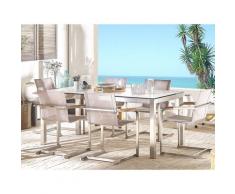 Beliani - Gartentisch Weiß Edelstahl HPL-Platte Marmoroptik 180 x 90 cm für 6 Personen rechteckig