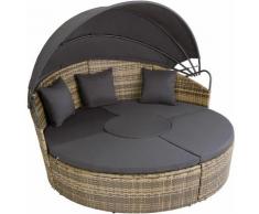 Tectake - Sonneninsel Rattan mit Aluminiumgestell und Sonnendach - Sonneninsel, Gartenliege,