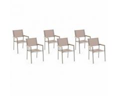 Gartenstuhl beige 6er Set Edelstahl GROSSETO
