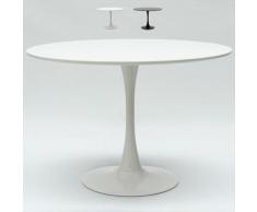 Ahd Amazing Home Design - Tisch 120 cm Rund Schwarz-Weiß für Wohnzimmer Bar Küche Restaurant Tulip