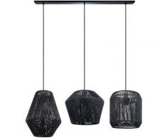 Pendelleuchte Esstisch Korb Boho Hängelampe Esszimmer Lampe E27 Rattan Pendelleuchte - Schwarz,