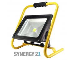 SYNERGY21 LED Fluter AKKU 50W kaltweiß 4000lm IP65 Tragegestell gelb EEK:A+