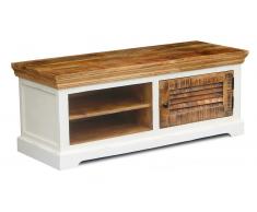 Garderobenbank 120x48cm 'Nizza' Mango weiß natur